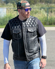 Cargar imagen en el visor de la galería, Hornet Perforated Men's Club Style Leather Vest