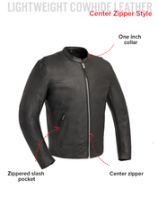 Load image into Gallery viewer, Lightweight Cowhide Leather Men's Motorcycle Leather Jacket