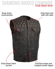 Cargar imagen en el visor de la galería, Hornet Perforated Men's Club Style Leather Vest