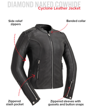 Charger l'image dans la galerie, Naked cowhide Women's Motorcycle Leather Jacket