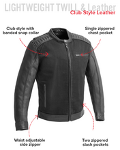Cargar imagen en el visor de la galería, Lightweight Motorcycle Twill and Leather Jacket