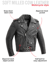 Cargar imagen en el visor de la galería, Kid's Motorcycle Leather Jacket