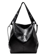Load image into Gallery viewer, Retro luxury shoulder bag in black vegan PU leather, stylish and spacious tote for daily use and elegance.