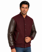 Cargar imagen en el visor de la galería, REED Chaqueta de lana y cuero universitario premium para hombre fabricada en EE. UU.