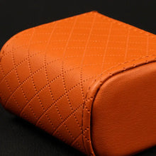 Cargar imagen en el visor de la galería, Premium leather cell phone and utensil holder organizer for cars, stylish and efficient, featuring quilted pattern for a clutter-free drive.