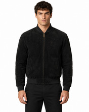 Cargar imagen en el visor de la galería, REED Chaqueta de cuero de gamuza de béisbol para hombre (importada)