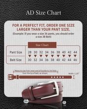 Cargar imagen en el visor de la galería, Genuine Leather Belt for Men – Zinc Alloy Buckle, 1.25" Strap