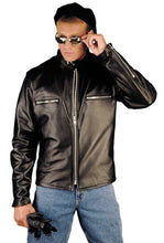 Load image into Gallery viewer, REED men's naked cow leather motorcycle jacket, stylish black design, perfect for comfort and protection, made in USA.