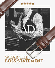 Cargar imagen en el visor de la galería, Genuine Leather Belt for Men – Zinc Alloy Buckle, 1.25" Strap