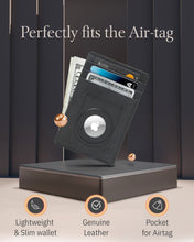 Cargar imagen en el visor de la galería, Leather AirTag Card Holder – Slim Wallet with Hidden Tracker Pocket