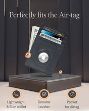 Cargar imagen en el visor de la galería, Leather AirTag Card Holder – Slim Wallet with Hidden Tracker Pocket