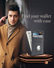 Cargar imagen en el visor de la galería, Leather AirTag Card Holder – Slim Wallet with Hidden Tracker Pocket