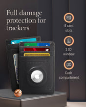 Cargar imagen en el visor de la galería, Leather AirTag Card Holder – Slim Wallet with Hidden Tracker Pocket