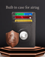 Cargar imagen en el visor de la galería, Leather AirTag Card Holder – Slim Wallet with Hidden Tracker Pocket