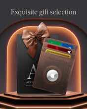 Cargar imagen en el visor de la galería, Leather AirTag Card Holder – Slim Wallet with Hidden Tracker Pocket