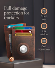Cargar imagen en el visor de la galería, Leather AirTag Card Holder – Slim Wallet with Hidden Tracker Pocket