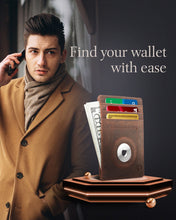 Cargar imagen en el visor de la galería, Leather AirTag Card Holder – Slim Wallet with Hidden Tracker Pocket