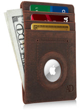 Cargar imagen en el visor de la galería, Leather AirTag Card Holder – Slim Wallet with Hidden Tracker Pocket