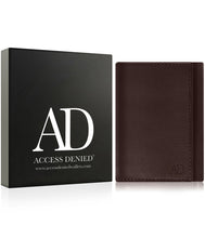 Charger l'image dans la galerie, Genuine Leather Trifold Wallet – Flip-Up Dual ID Windows, RFID Blocking