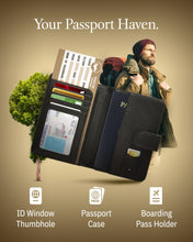 Cargar imagen en el visor de la galería, Vegan Leather Passport Holder – Travel Organizer with Snap Closure