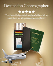 Cargar imagen en el visor de la galería, Vegan Leather Passport Holder – Travel Organizer with Snap Closure