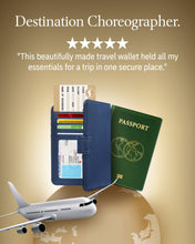 Cargar imagen en el visor de la galería, Vegan Leather Passport Holder – Travel Organizer with Snap Closure