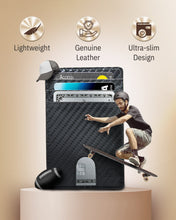 Cargar imagen en el visor de la galería, Genuine Leather Slim Card Holder – RFID Blocking, Thumb-Hole Access