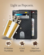 Cargar imagen en el visor de la galería, Genuine Leather Slim Card Holder – RFID Blocking, Thumb-Hole Access