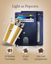 Cargar imagen en el visor de la galería, Genuine Leather Slim Card Holder – RFID Blocking, Thumb-Hole Access