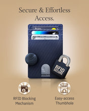 Cargar imagen en el visor de la galería, Genuine Leather Slim Card Holder – RFID Blocking, Thumb-Hole Access