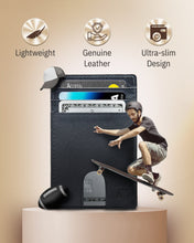 Cargar imagen en el visor de la galería, Genuine Leather Slim Card Holder – RFID Blocking, Thumb-Hole Access