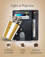 Cargar imagen en el visor de la galería, Genuine Leather Slim Card Holder – RFID Blocking, Thumb-Hole Access