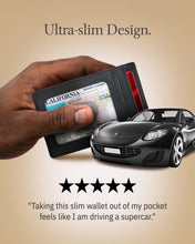 Cargar imagen en el visor de la galería, Genuine Leather Slim Card Holder – RFID Blocking, Thumb-Hole Access