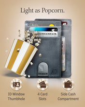Cargar imagen en el visor de la galería, Genuine Leather Slim Card Holder – RFID Blocking, Thumb-Hole Access