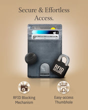 Cargar imagen en el visor de la galería, Genuine Leather Slim Card Holder – RFID Blocking, Thumb-Hole Access