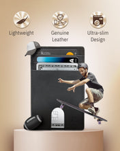 Cargar imagen en el visor de la galería, Genuine Leather Slim Card Holder – RFID Blocking, Thumb-Hole Access