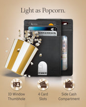 Cargar imagen en el visor de la galería, Genuine Leather Slim Card Holder – RFID Blocking, Thumb-Hole Access