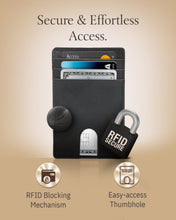 Cargar imagen en el visor de la galería, Genuine Leather Slim Card Holder – RFID Blocking, Thumb-Hole Access