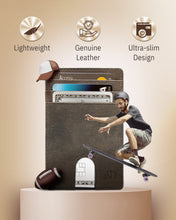 Cargar imagen en el visor de la galería, Genuine Leather Slim Card Holder – RFID Blocking, Thumb-Hole Access