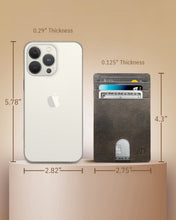 Cargar imagen en el visor de la galería, Genuine Leather Slim Card Holder – RFID Blocking, Thumb-Hole Access