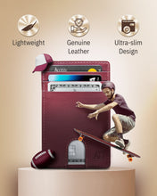 Cargar imagen en el visor de la galería, Genuine Leather Slim Card Holder – RFID Blocking, Thumb-Hole Access