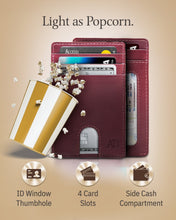 Cargar imagen en el visor de la galería, Genuine Leather Slim Card Holder – RFID Blocking, Thumb-Hole Access