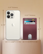Cargar imagen en el visor de la galería, Genuine Leather Slim Card Holder – RFID Blocking, Thumb-Hole Access