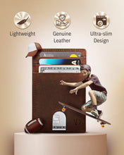 Cargar imagen en el visor de la galería, Genuine Leather Slim Card Holder – RFID Blocking, Thumb-Hole Access