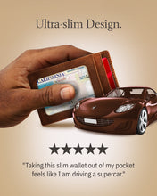 Cargar imagen en el visor de la galería, Genuine Leather Slim Card Holder – RFID Blocking, Thumb-Hole Access