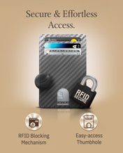 Cargar imagen en el visor de la galería, Genuine Leather Slim Card Holder – RFID Blocking, Thumb-Hole Access