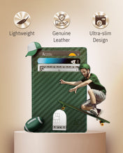 Cargar imagen en el visor de la galería, Genuine Leather Slim Card Holder – RFID Blocking, Thumb-Hole Access