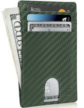 Cargar imagen en el visor de la galería, Genuine Leather Slim Card Holder – RFID Blocking, Thumb-Hole Access