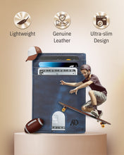 Cargar imagen en el visor de la galería, Genuine Leather Slim Card Holder – RFID Blocking, Thumb-Hole Access