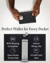 Charger l'image dans la galerie, Genuine Leather Slim Money Clip Wallet – 7 Card Slots, RFID Blocking